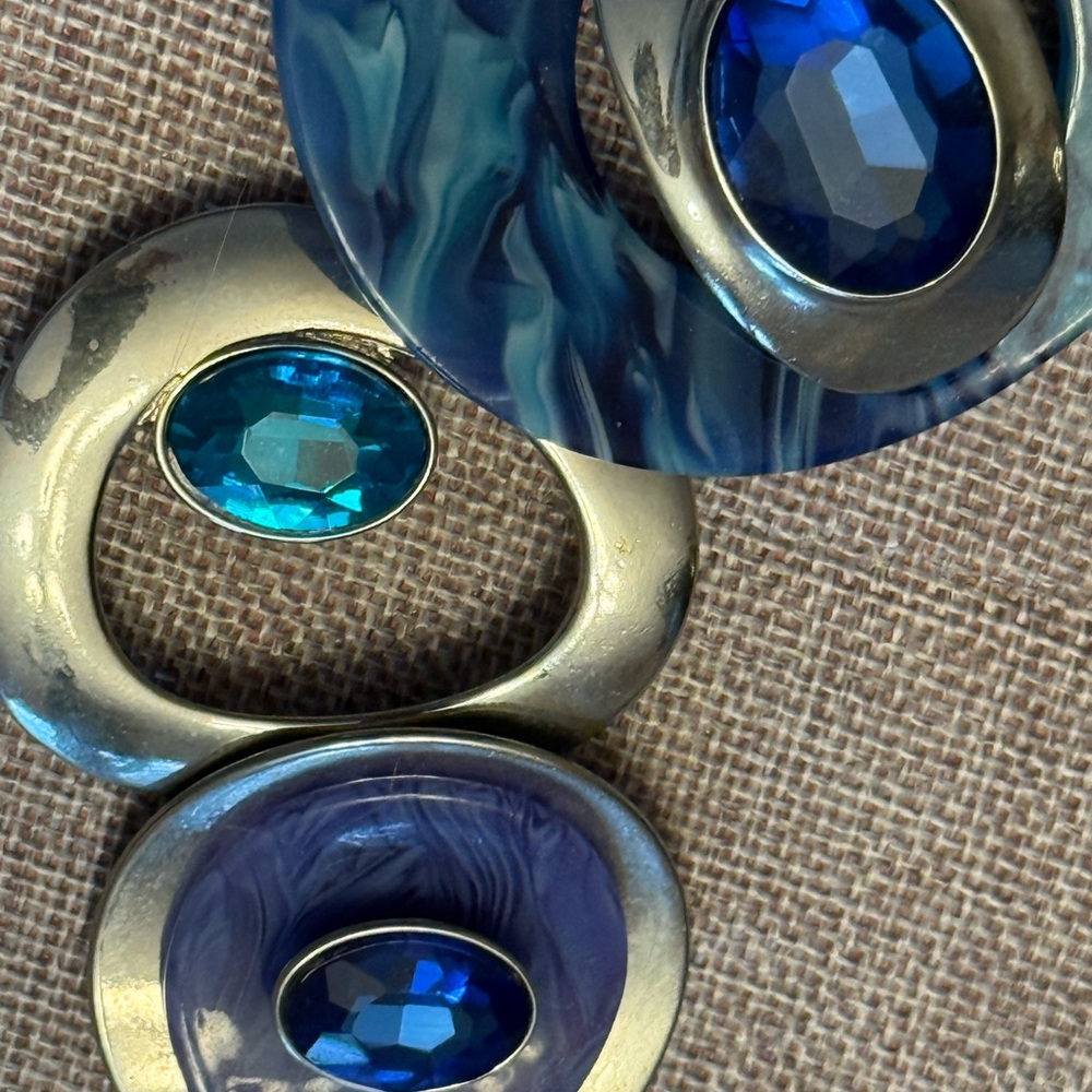 Blue And Silver Geometric Statement Necklace - image 5